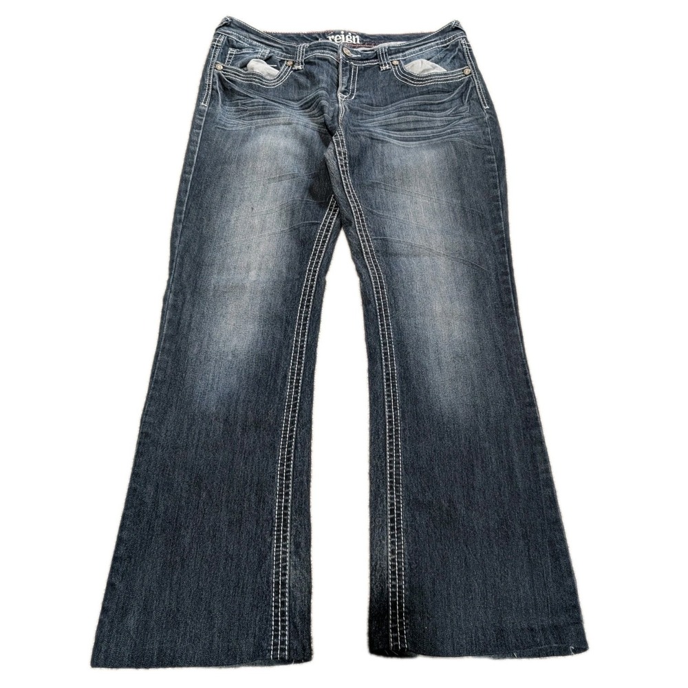 Reign Jeans Womens Size 13 Curvy Blue Flare Wide Y2K Cotton Denim Bootcut